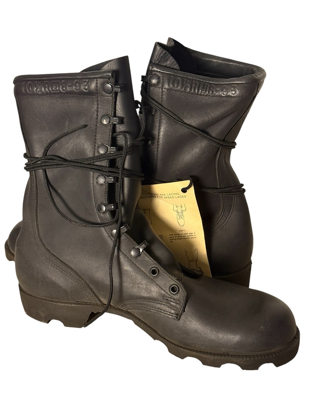 RO Black Mildew Leather Combat Boots with Lace-Up Front water resistant SZ 10.5